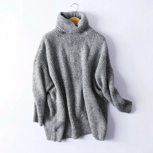 Oversized Sweater Women Oversize Basic Knitted Turtleneck Sweater  l