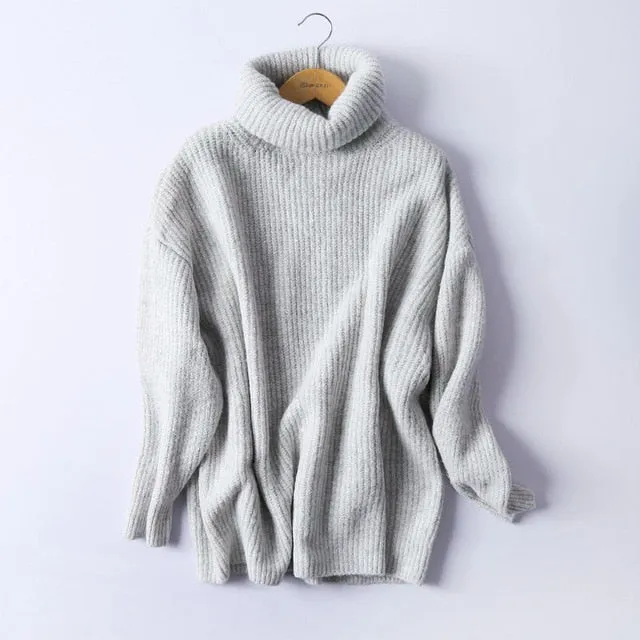 Oversized Sweater Women Oversize Basic Knitted Turtleneck Sweater  l