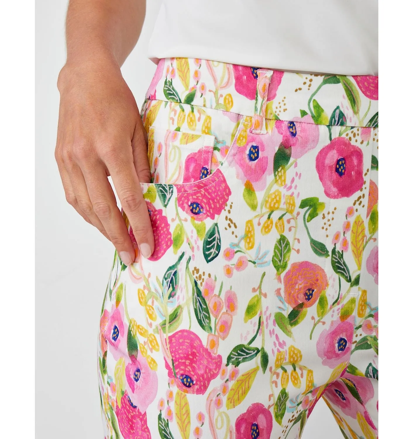 Pants Cropped Peony Print