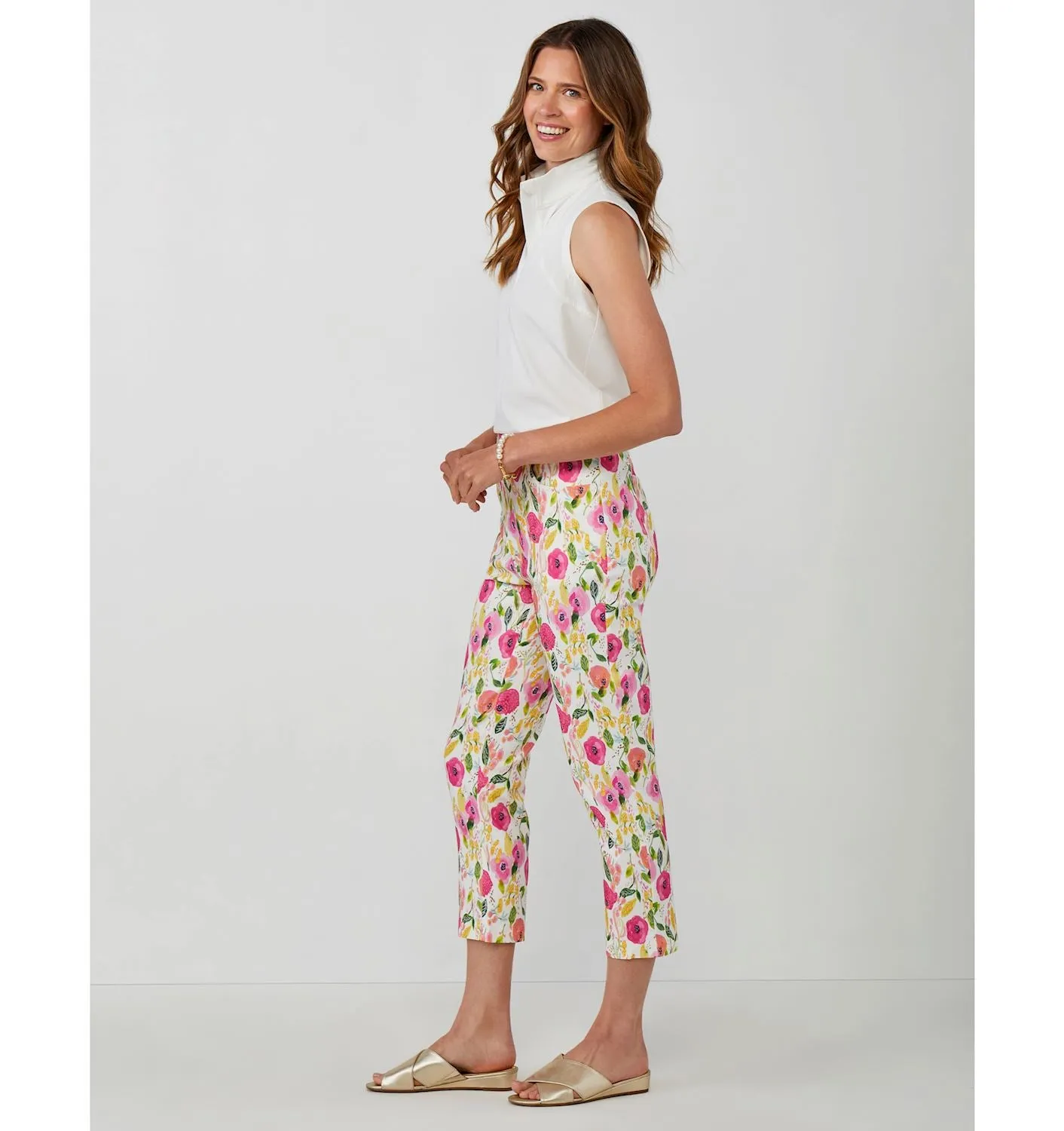 Pants Cropped Peony Print