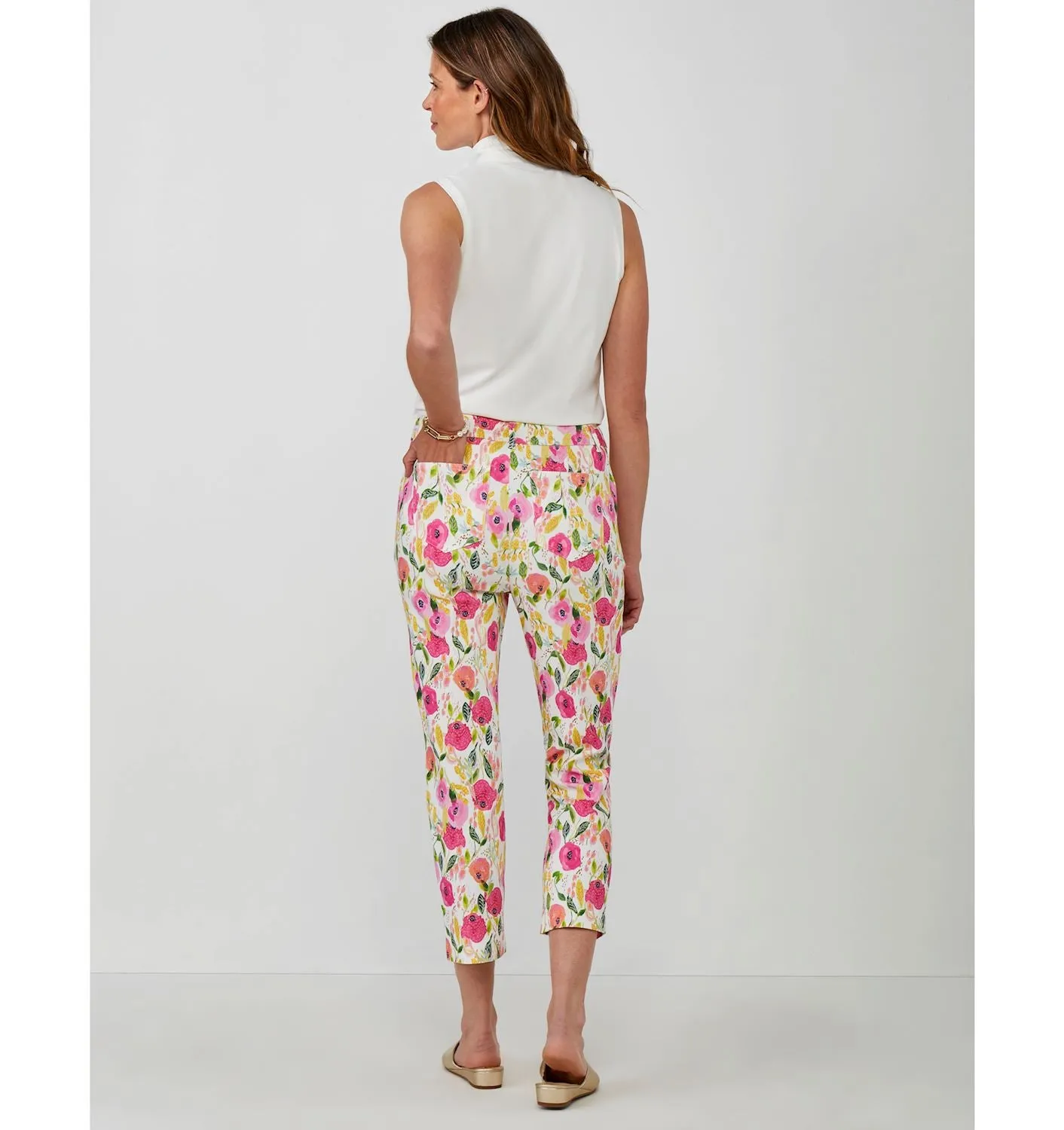 Pants Cropped Peony Print