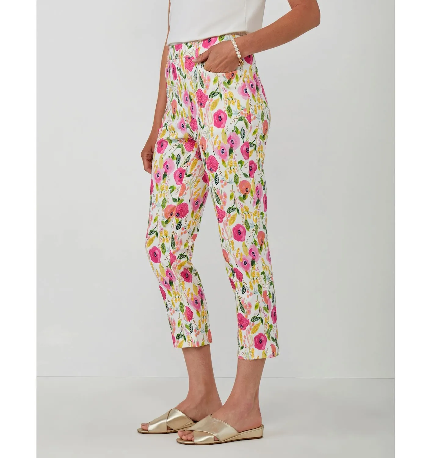 Pants Cropped Peony Print