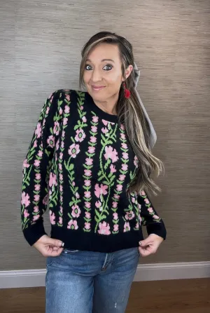 Pink Floral Sweater
