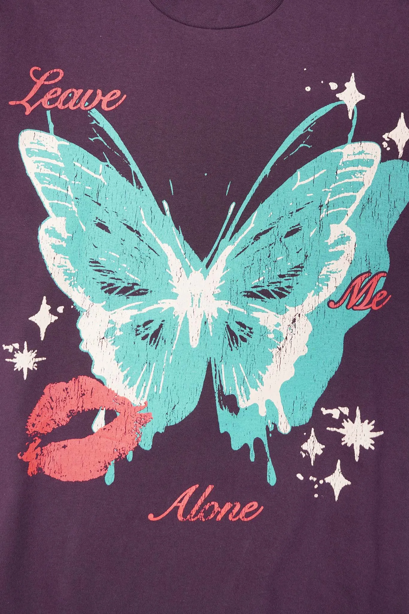 "LEAVE ME ALONE" TEE IN SHADOW PURPLE