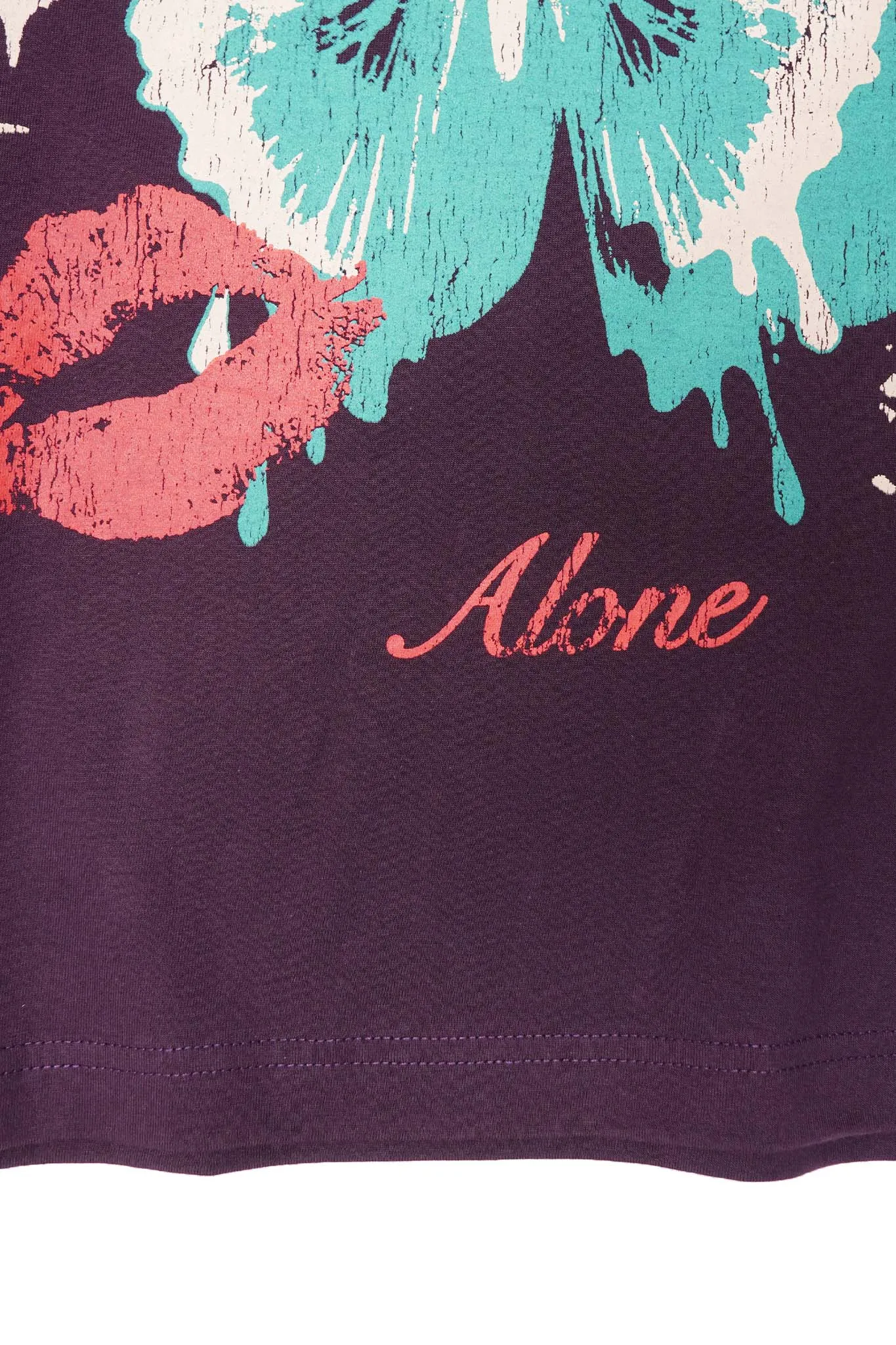 "LEAVE ME ALONE" TEE IN SHADOW PURPLE