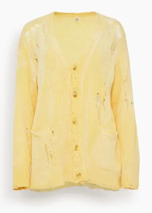 R13 ripped cardigan yellow