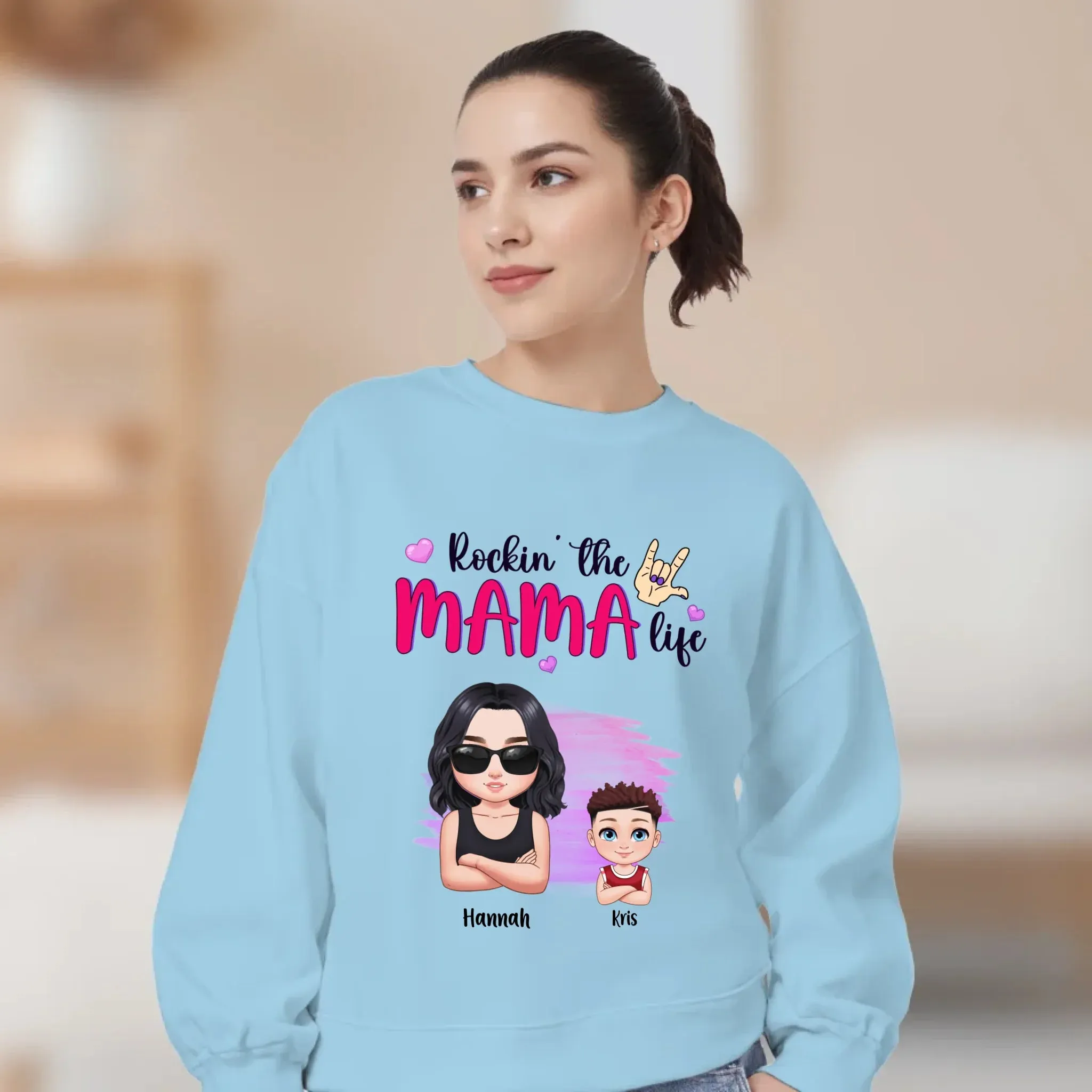 Rockin' The Mama Life - Custom Name - Personalized Gifts For Mom - Sweater