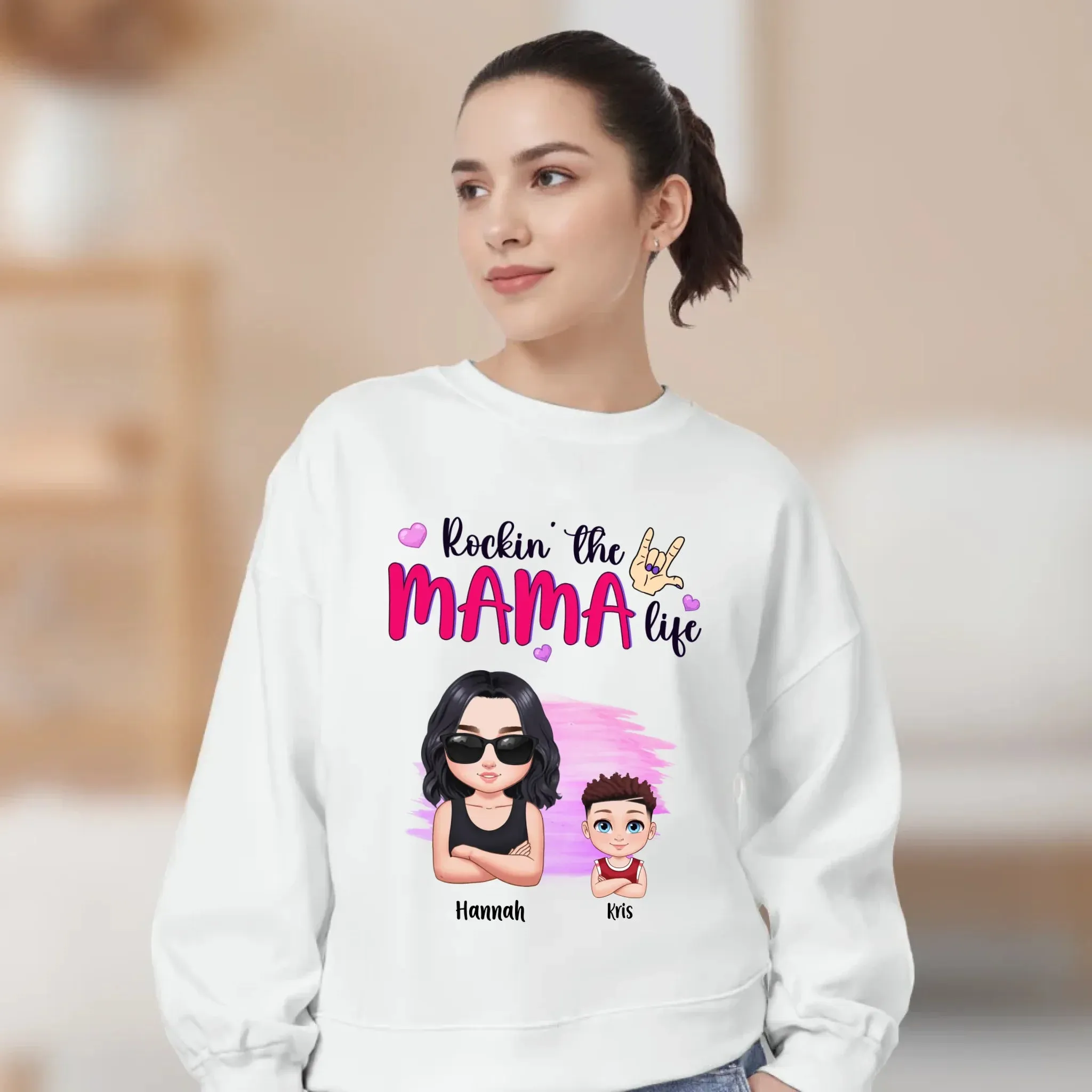 Rockin' The Mama Life - Custom Name - Personalized Gifts For Mom - Sweater