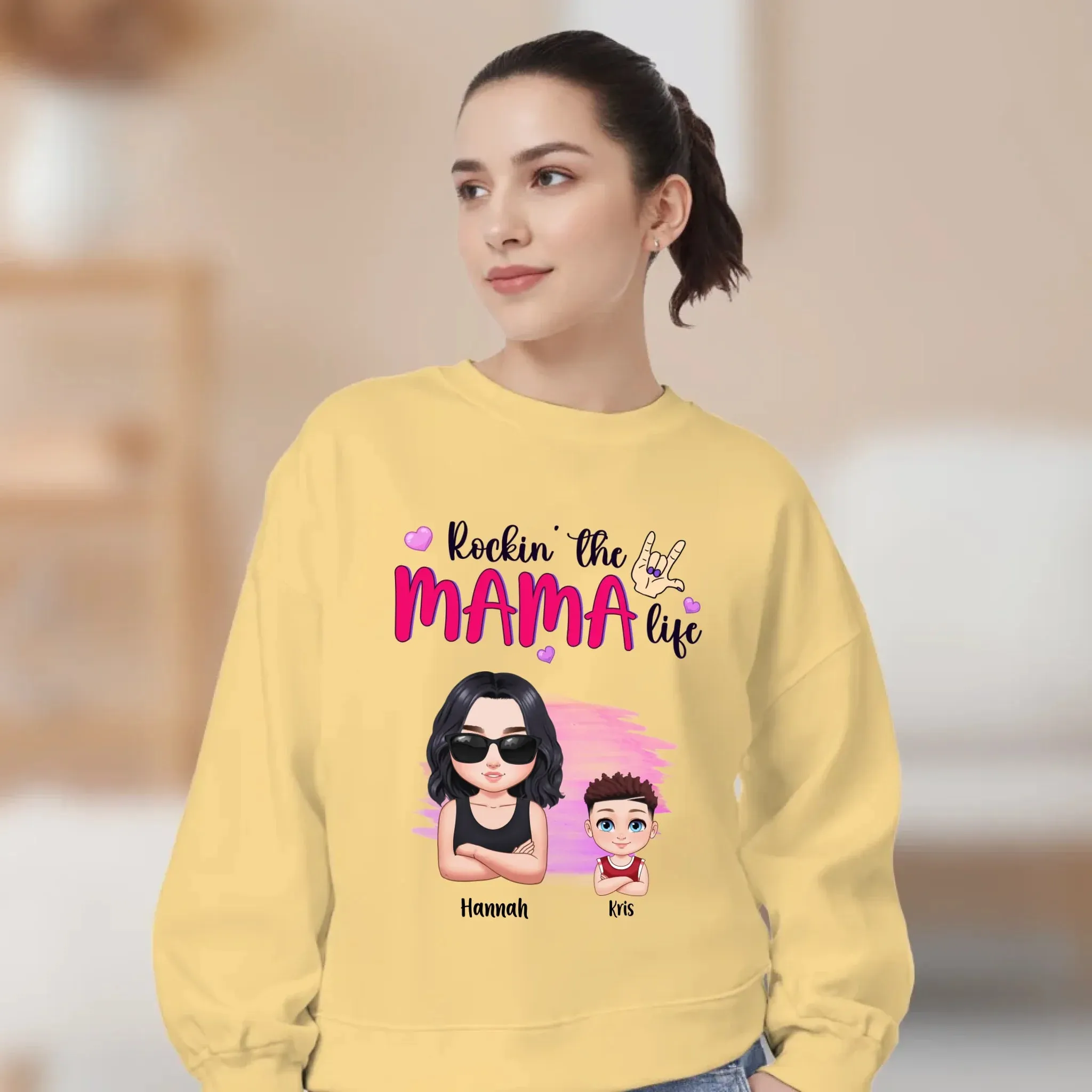 Rockin' The Mama Life - Custom Name - Personalized Gifts For Mom - Sweater