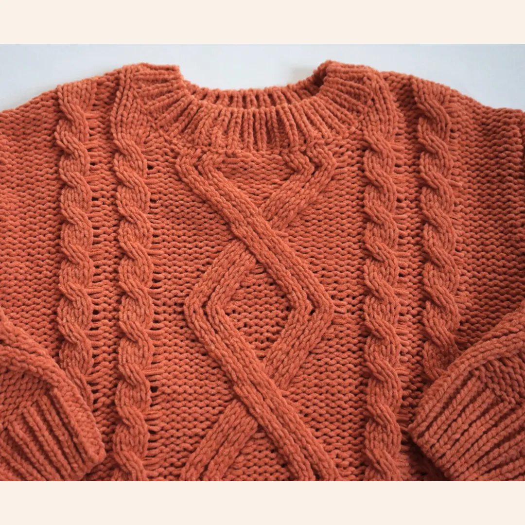 Rust Cable Knit Sweater- Child