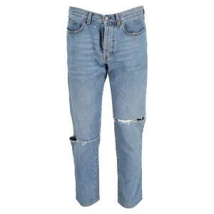 Saint Laurent Distressed Jeans in Light Blue Cotton