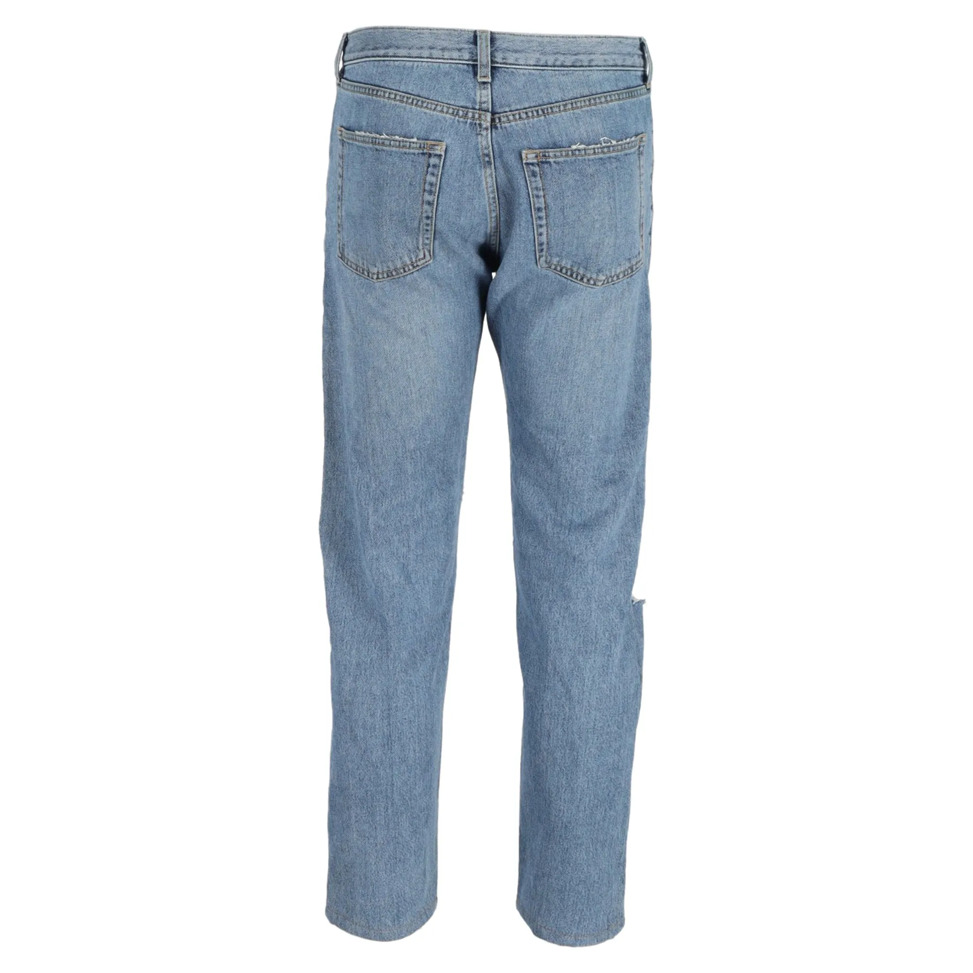 Saint Laurent Distressed Jeans in Light Blue Cotton