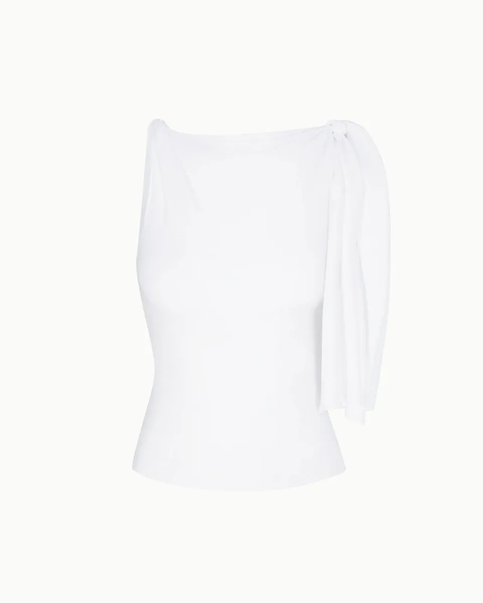 Sleek Stretch Knotted Top | Bright White
