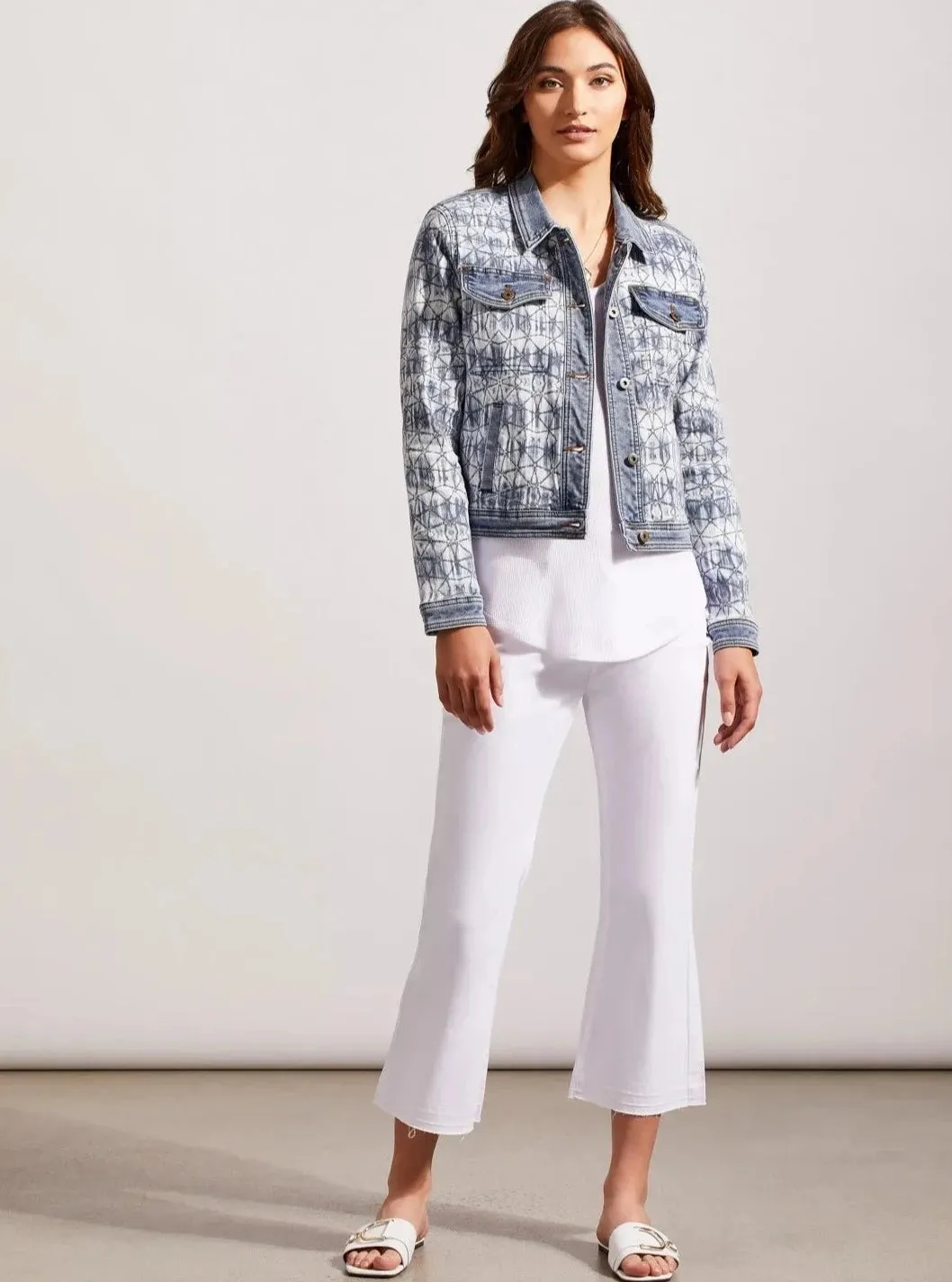 Sophia 5 Pocket Micro Flare Capri [White-7735O]