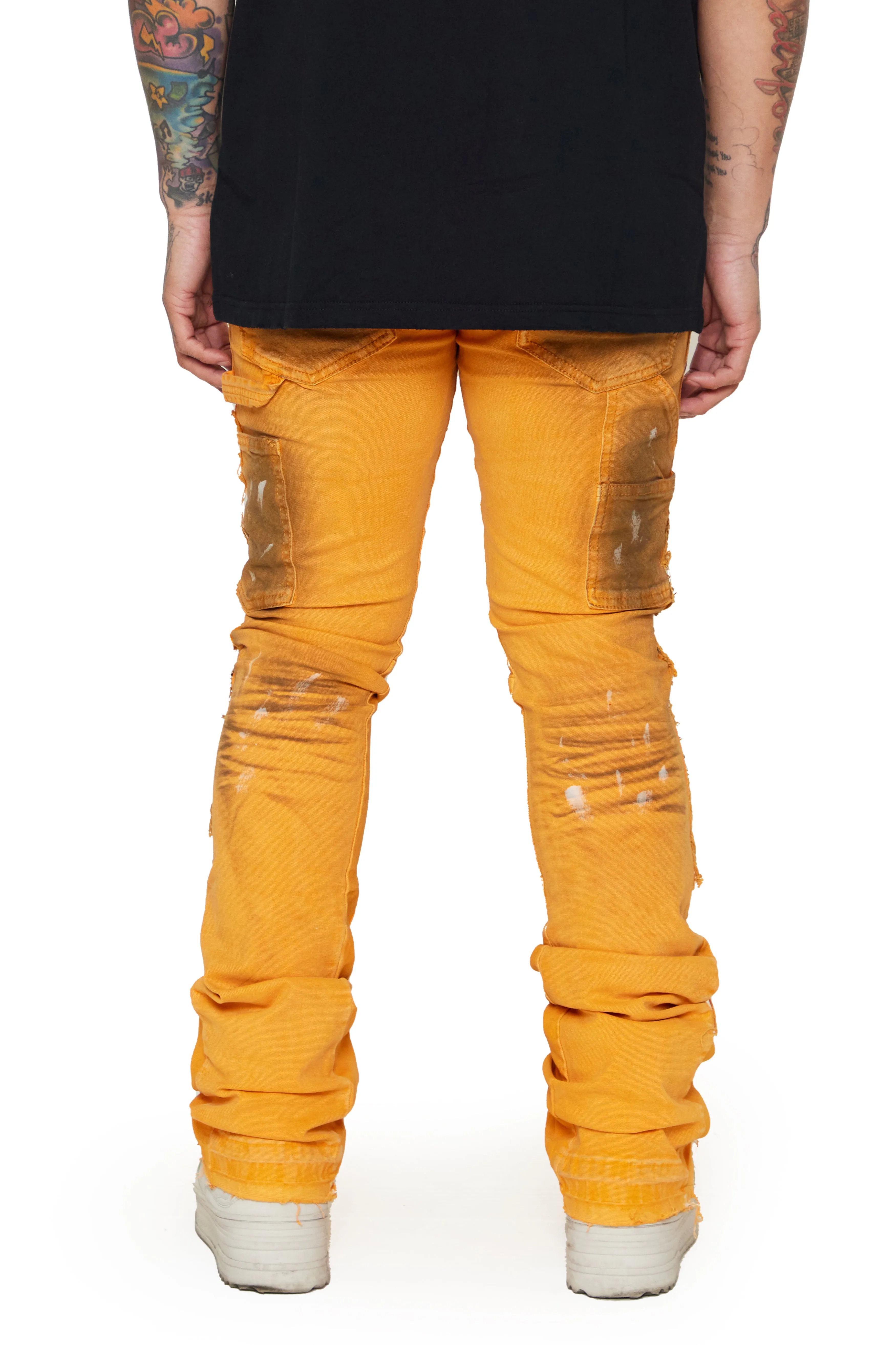“TENACITY" ORANGE STACKED FLARE JEAN