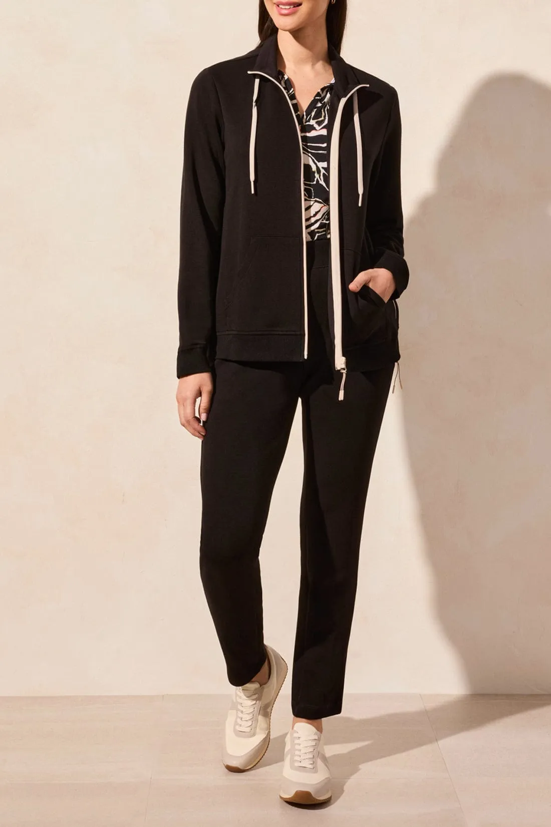 Tribal Long Sleeve Mock Neck Zipper Front Sweater - 20640