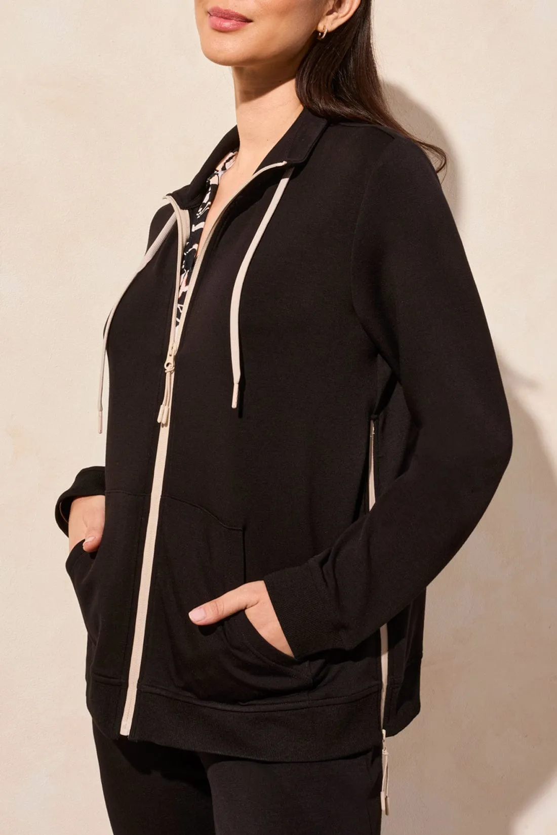 Tribal Long Sleeve Mock Neck Zipper Front Sweater - 20640