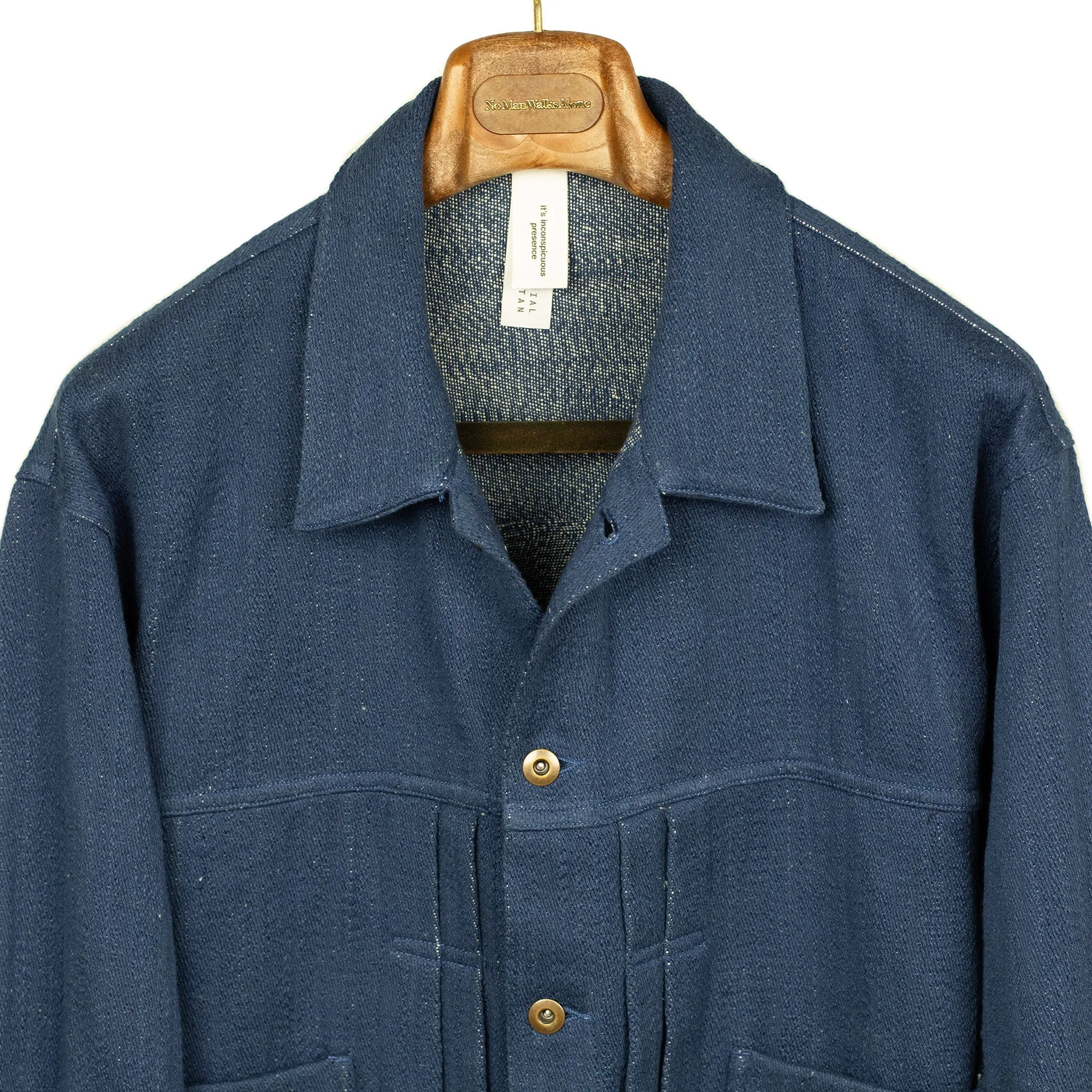 Type 2 trucker jacket in blue slubby handwoven cotton denim