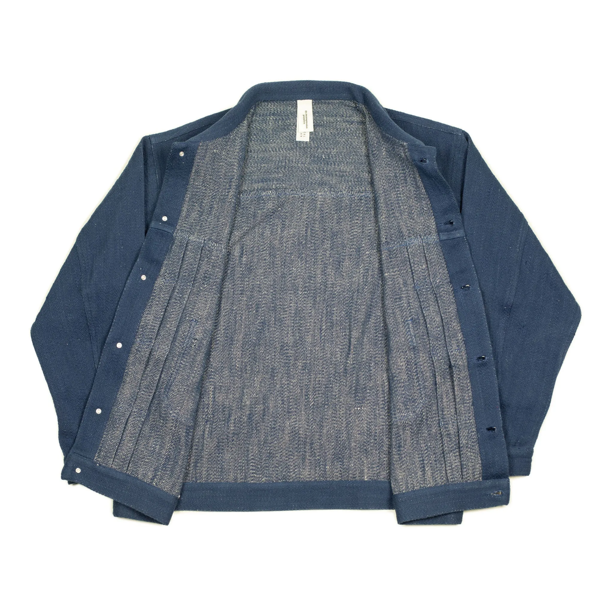 Type 2 trucker jacket in blue slubby handwoven cotton denim