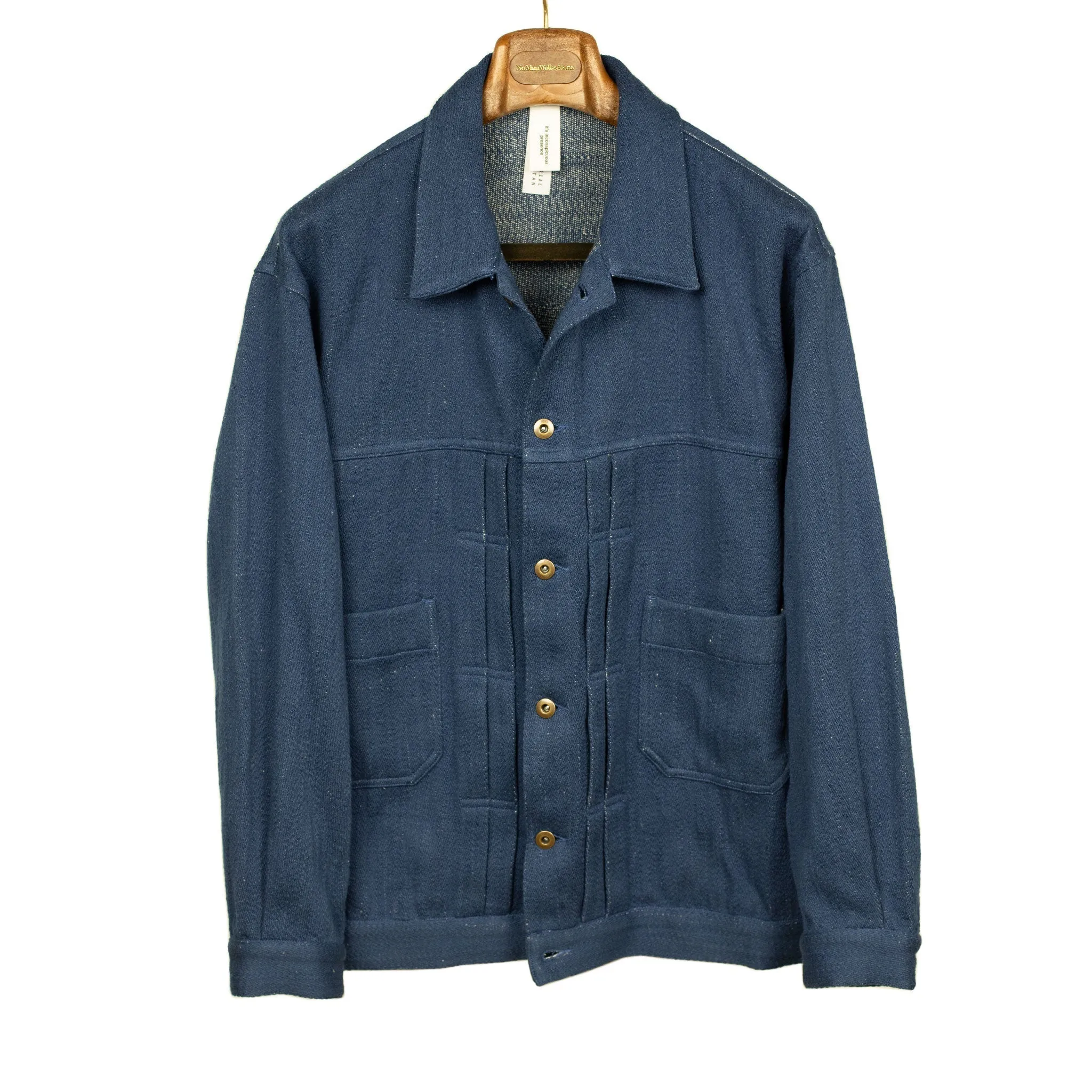 Type 2 trucker jacket in blue slubby handwoven cotton denim