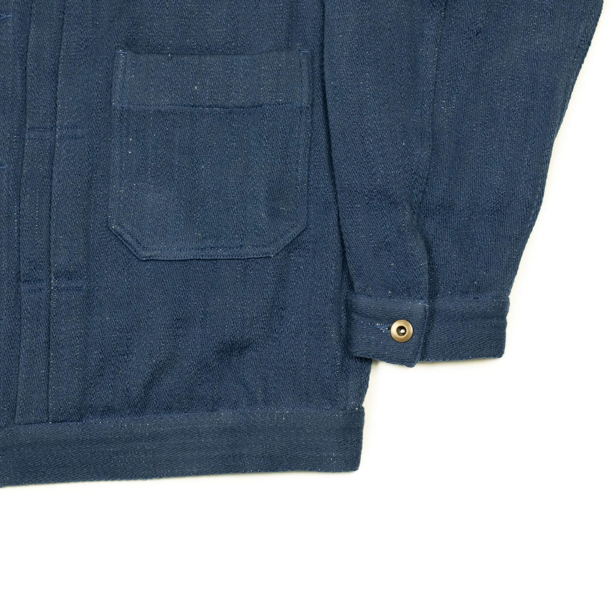 Type 2 trucker jacket in blue slubby handwoven cotton denim