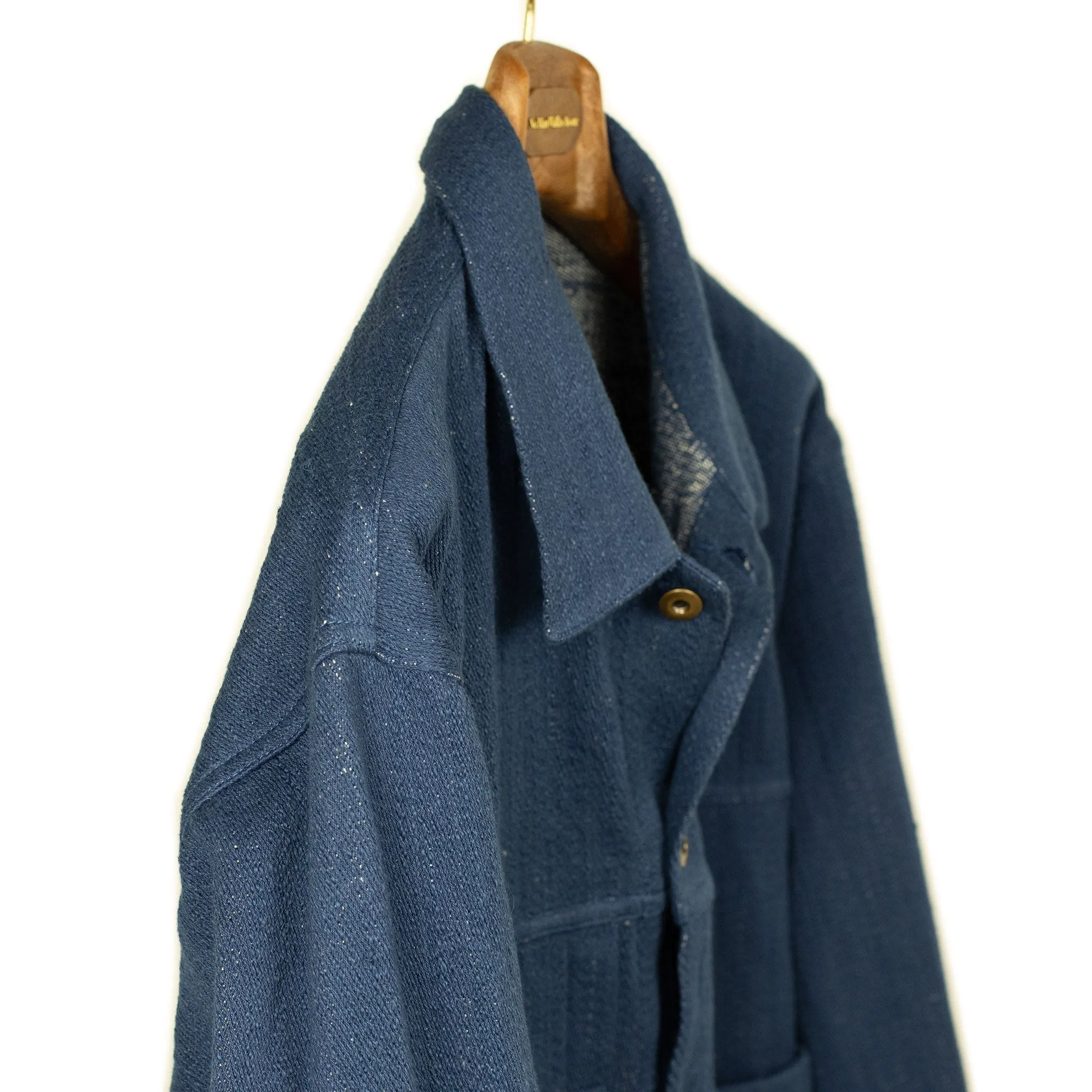 Type 2 trucker jacket in blue slubby handwoven cotton denim