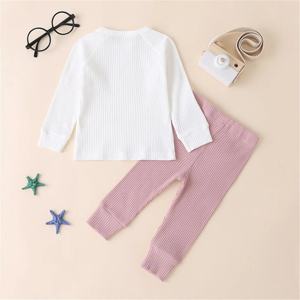 Unisex Solid Long Sleeve Top & Pants Cheap Baby Clothes In Bulk