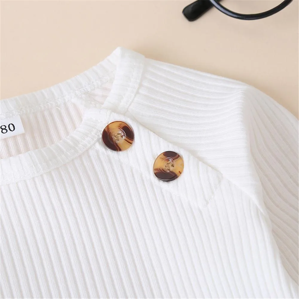 Unisex Solid Long Sleeve Top & Pants Cheap Baby Clothes In Bulk