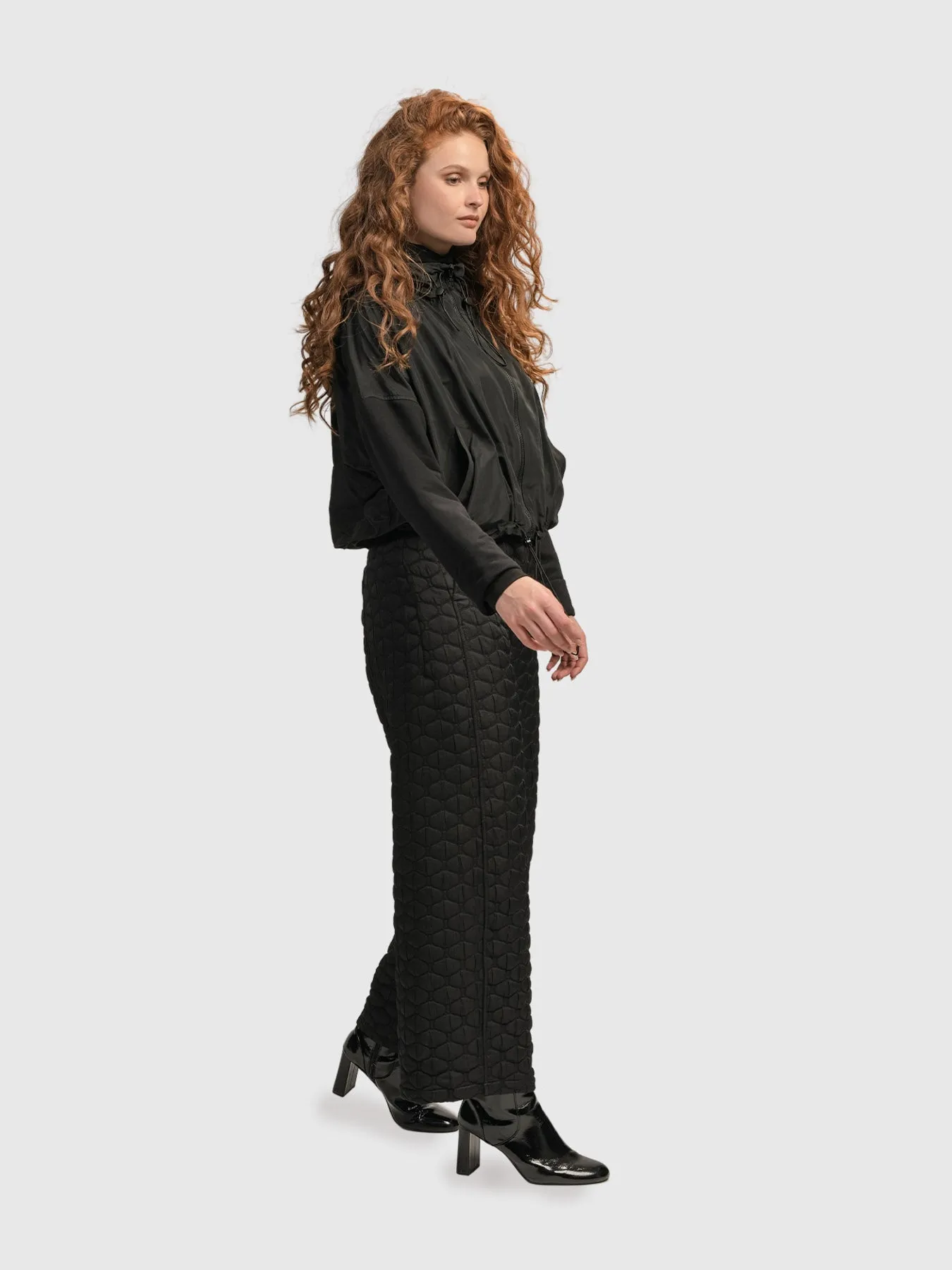Urban Taffeta Cropped Cinch Jacket, Black