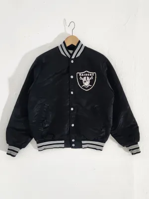 Vintage 1990s Stahl-Urban Los Angeles Raiders Satin Bomber Jacket Sz. S