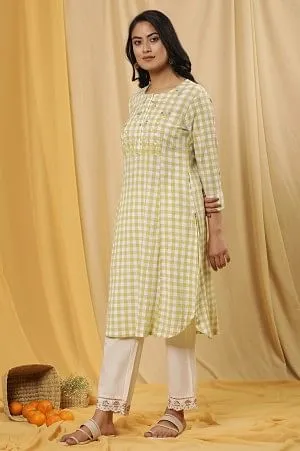 Whte Stripe Printed Cotton Pants With Embroidered Hemline