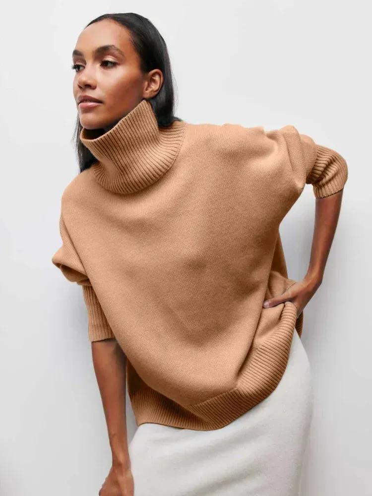 Women Turtleneck Sweater Autumn Winter Solid Elegant Thick Warm Long Sleeve Knitted Pullovers Ladies Casual Basic Jumpers Tops