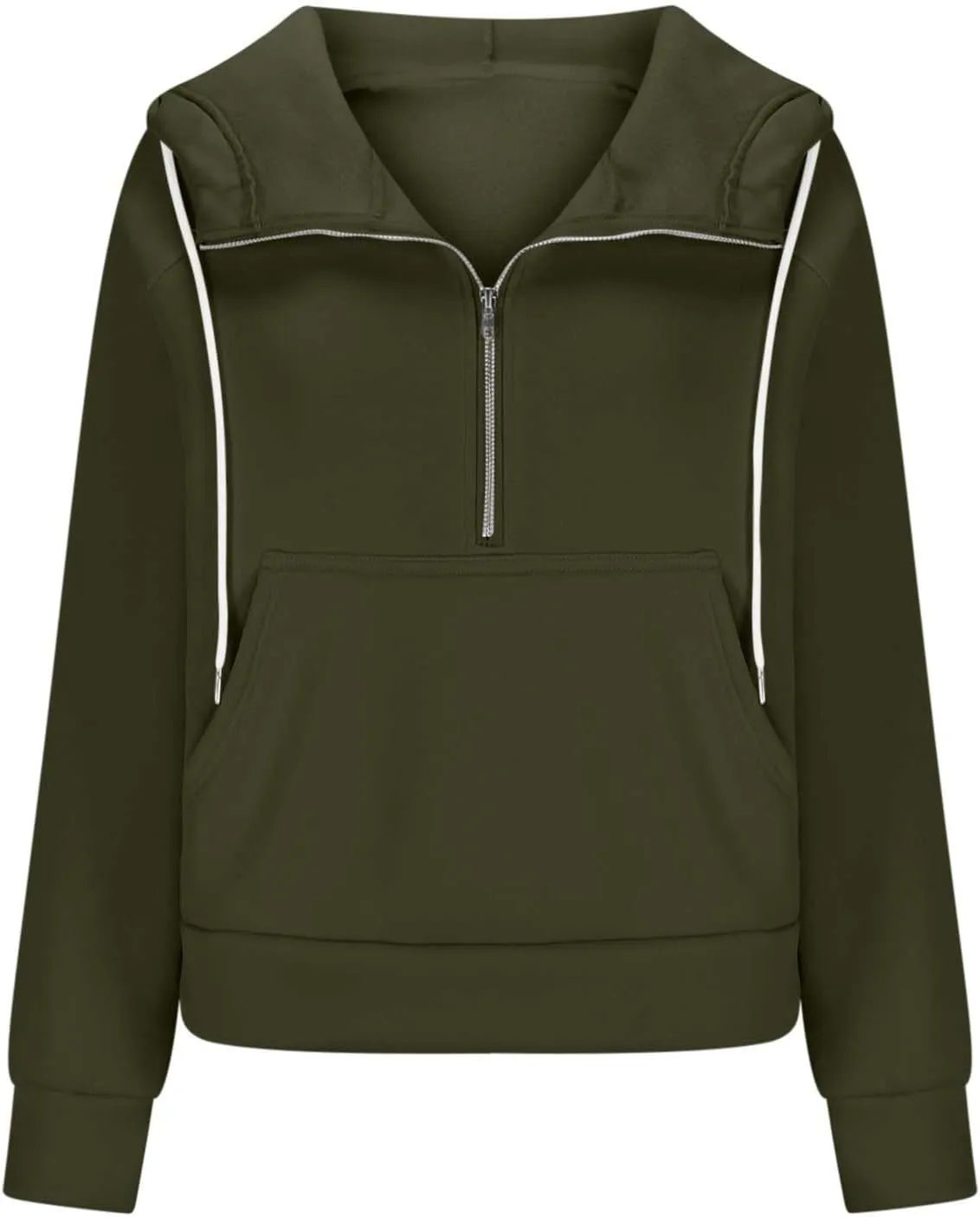 Womens Half Zip Up Hoodies Trendy Cropped Long Sleeve Loose Hooded Pullover Sweatshirt Fall y2k Outfits Clothes